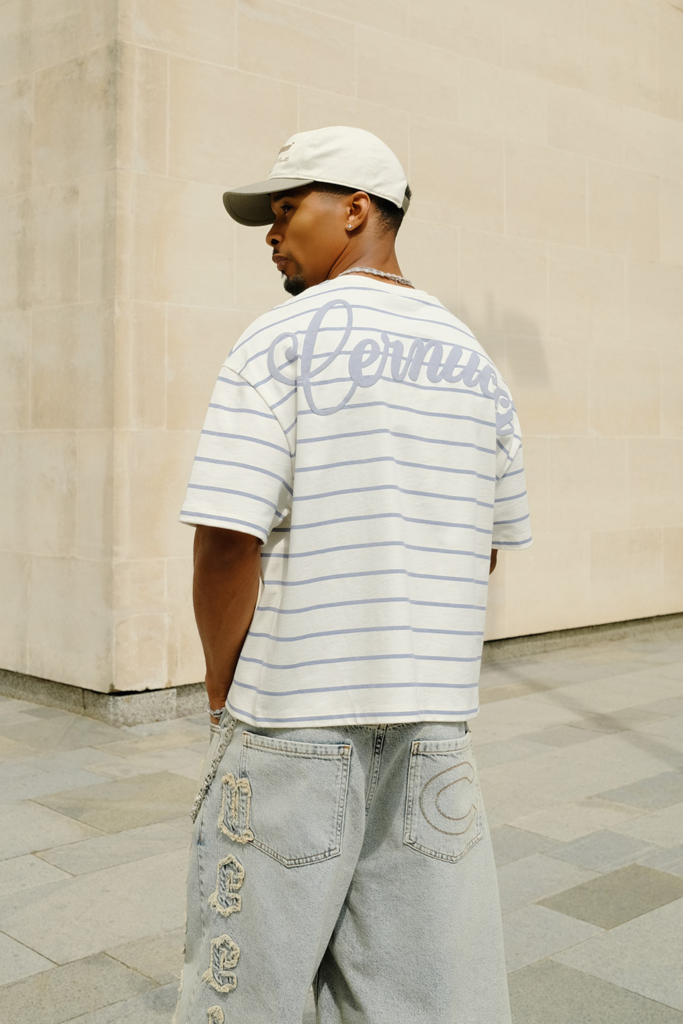 Boxy Stripe Logo T-Shirt - Off White